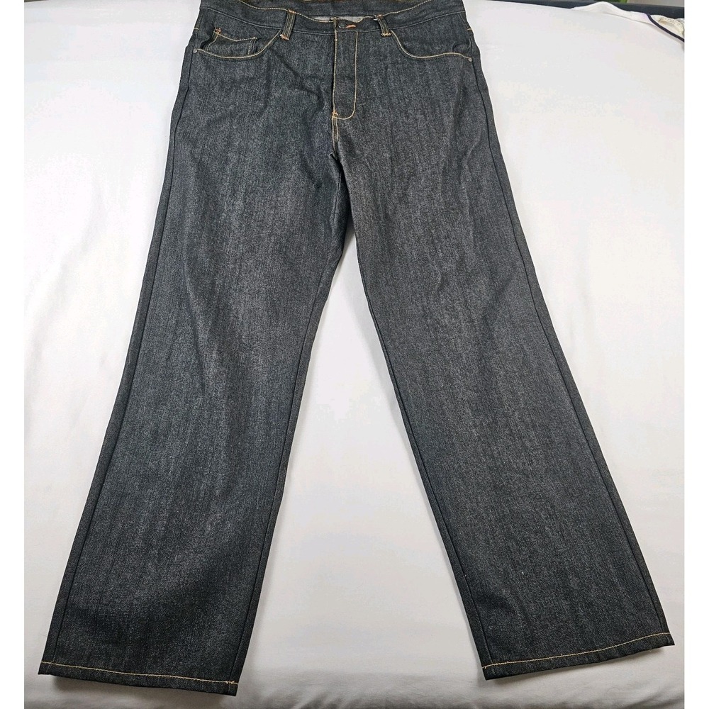 Vintage Karl Kani Gold Jeans Men 40x34 Dark Wash Embroidered Hip Hop - Picture 1 of 7
